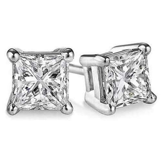 Princess Cut CZ in Sterling Silver Stud Earrings