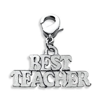 Best Teacher Charm Dangle in Silver