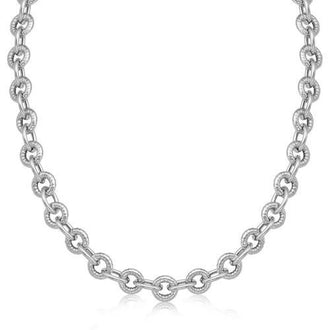 Sterling Silver Round Cable Inspired Chain Link Necklace, size 18''