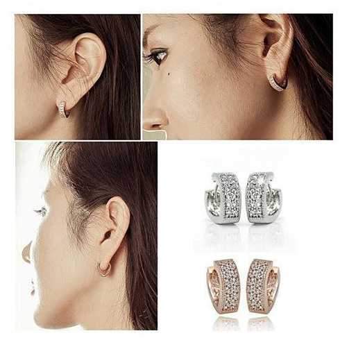 Heart Shape Hoop Earrings in 925 Sterling Silver and CZ stones