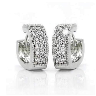 Heart Shape Hoop Earrings in 925 Sterling Silver and CZ stones