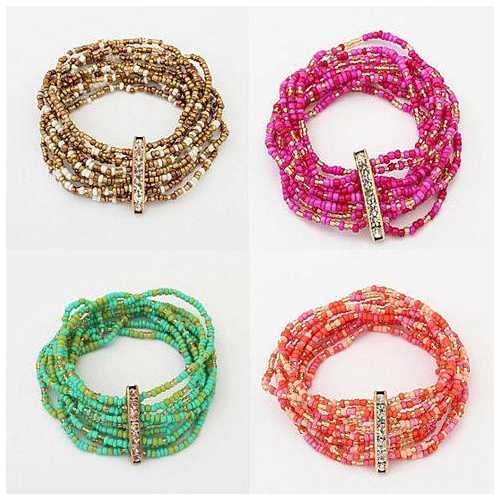 Bohemian Bead Bracelet in Springy Colors