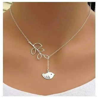 Spring has Sprung! Necklace and Chain with Sparrow and Tree Flying to the Nest