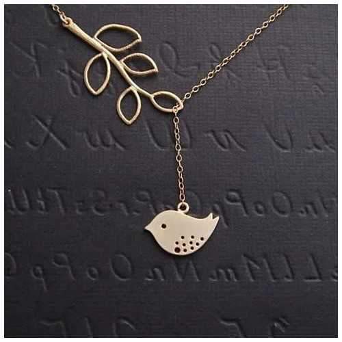 Spring has Sprung! Necklace and Chain with Sparrow and Tree Flying to the Nest
