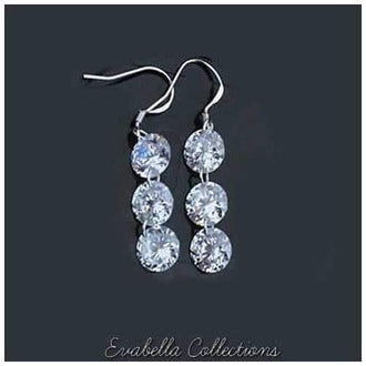 Diamonds in Sky - Drilled TRIPLE TIERED Crystal Diamonds on a Sterling Silver hook earrings