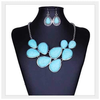 Turquoise Earth Necklace and Earrings Set