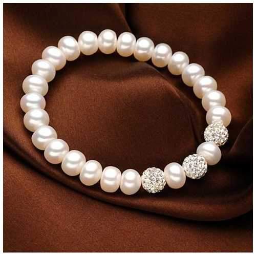 Venus Italian Pearl Bracelet - With 3 Crystal Moon Beads