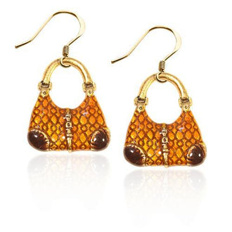 Reptile Purse Charm Earrings in Gold