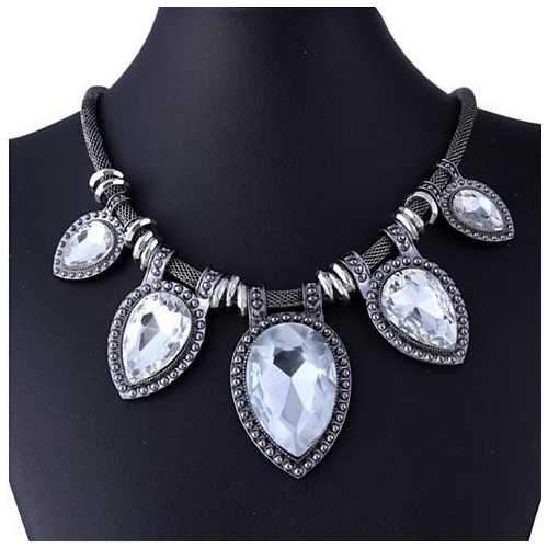 BeYOUtiful Crystal And Antique Silver Style Statement Necklace