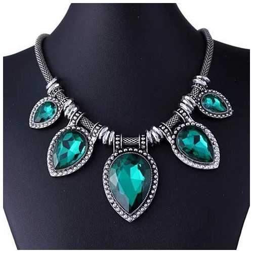 BeYOUtiful Crystal And Antique Silver Style Statement Necklace