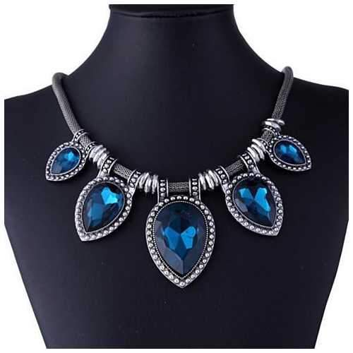 BeYOUtiful Crystal And Antique Silver Style Statement Necklace