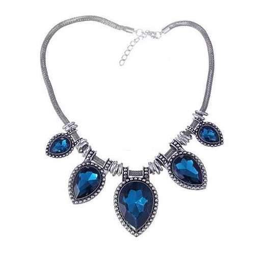 BeYOUtiful Crystal And Antique Silver Style Statement Necklace