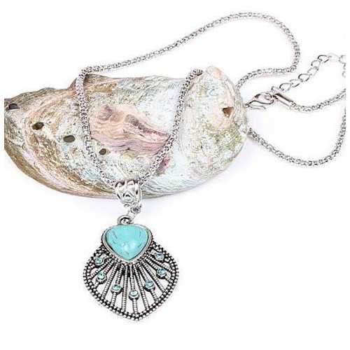 Peacock Heart Turquoise Token Of Love Pendant And Antique silver style Necklace