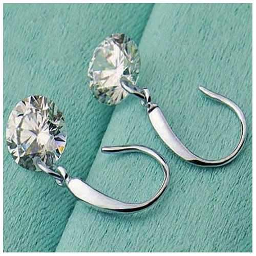 Diamond in the Sky - Drilled Naked Crystal Diamond on a Sterling Silver hook earrings