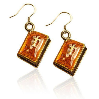 Holy Bible Charm Earrings in Gold