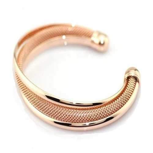 Italian design mesh Cuff bracelet in Rose Gold