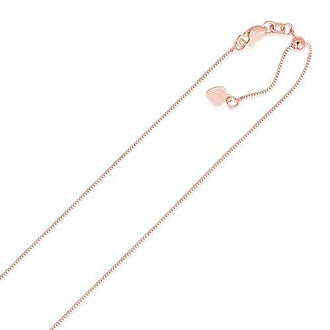 14k Rose Gold Adjustable Box Chain 0.7mm, size 22''