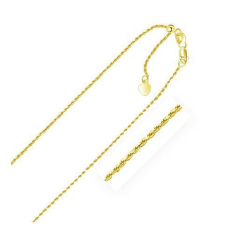 10k Yellow Gold Adjustable Rope Chain 1.0mm, size 22''