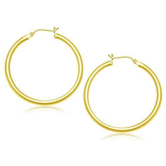 14k Yellow Gold Polished Hoop Earrings (40 mm)