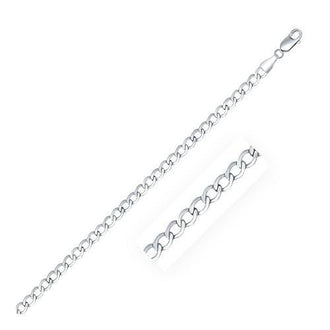 Rhodium Plated 3.7mm Sterling Silver Curb Style Chain, size 18''