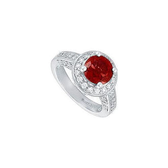 Ruby and Diamond Engagement Ring : Platinum - 4.00 CT TGW