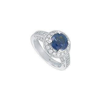 Blue Sapphire and Diamond Engagement Ring : Platinum - 4.00 CT TGW