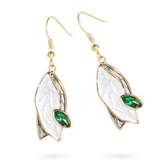 Pristine Leaf Earrings with Green Drop