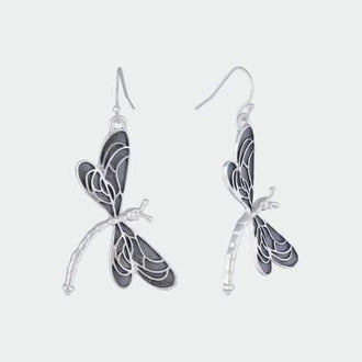 Breezy Dragonfly Earrings - Silver