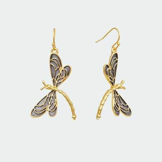 Breezy Dragonfly Earrings - Gold