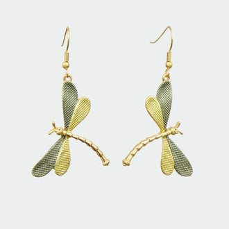 Forest Dragonfly Earrings - Lime