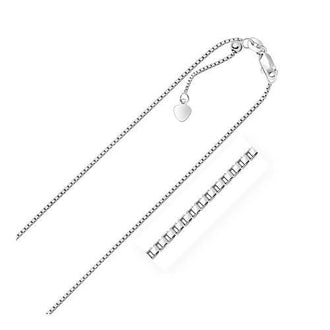 14k White Gold Adjustable Box Chain 1.1mm, size 22''