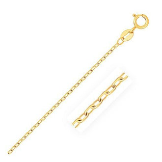 14k Yellow Gold Faceted Cable Link Chain 1.3mm, size 20''