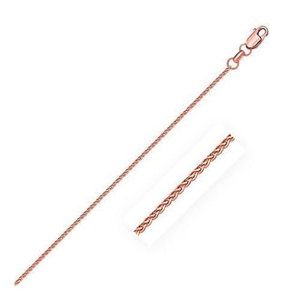 14k Rose Gold Diamond Cut Round Wheat Chain 1.1mm, size 16''