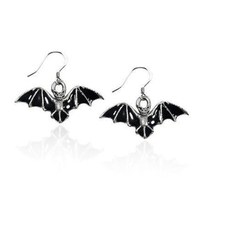 Bat Charm Earrings in Silver