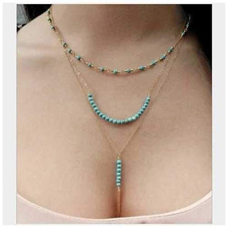 Turquoise Trinket Three Layered Necklace