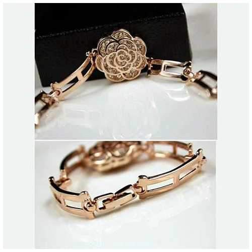 ROSE IS A ROSE 18kt Rose Crystal Bracelet In Rose Gold Polish