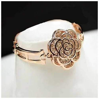 ROSE IS A ROSE 18kt Rose Crystal Bracelet In Rose Gold Polish