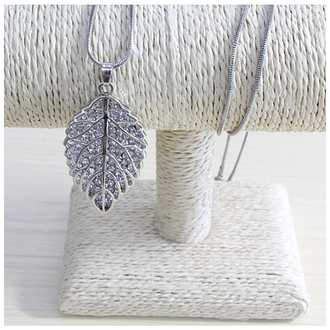 New Leaf Diamond Crystal Necklace