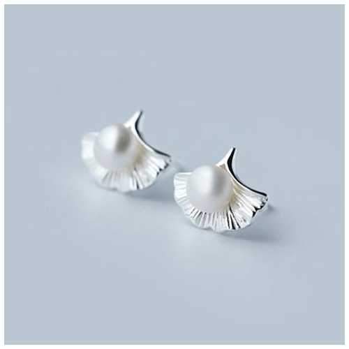 Dewdrops Pearl and Flower Sterling Silver Earrings