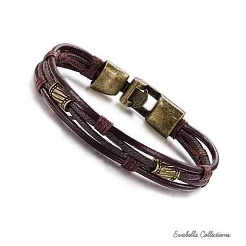 Gemini Twin Bracelets in Genuine Leather and Antique Metal Finish