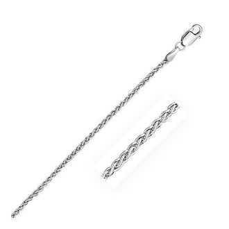 2.1mm 14k White Gold Round Wheat Chain, size 16''