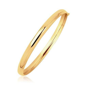 14k Yellow Gold Dome Design Polished Children's Bangle, size 5.5''