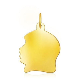 14k Yellow Gold Large Girl Head Charm