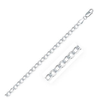 Rhodium Plated 4.7mm Sterling Silver Curb Style Chain, size 18''