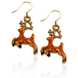 Reindeer Charm Earrings in Gold