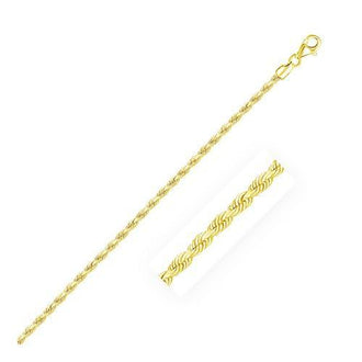 2.5mm 10k Yellow Gold Solid Diamond Cut Rope Chain, size 16''