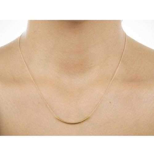 SWEET SMILE Curvy Bar Necklace In 18 Kt Gold Plating And 925 SS Plating