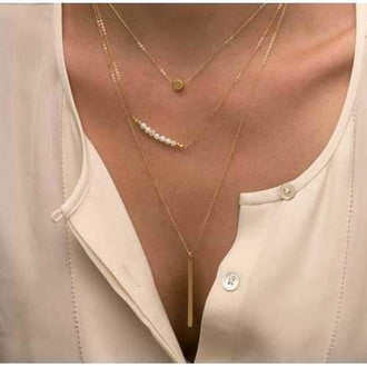 BOGO DEAL  - I Smile Because Of You Layered Gold Necklace With Pearls