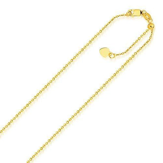 14k Yellow Gold Singapore Style Adjustable Chain (1.1 mm), size 22''