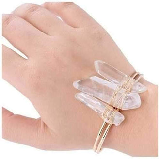 STUNNER Sparkling Natural Crystal Cuff Bracelet